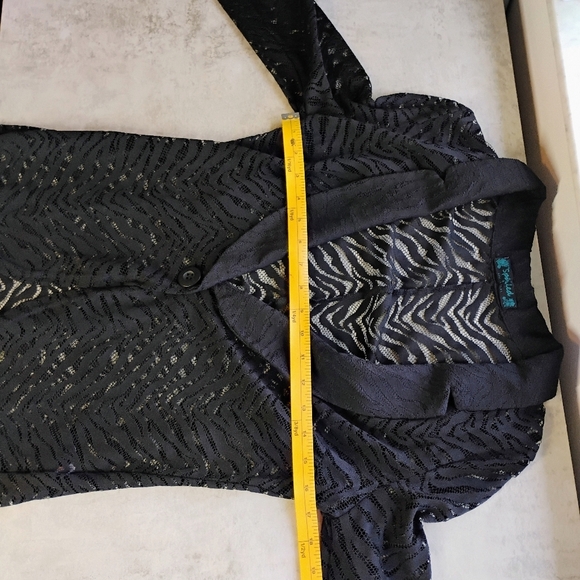 Spoiled Y2K Sheer Cardigan Womens Large Black Zebra Print Goth Lace - Picture 10 of 11